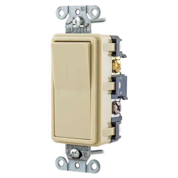 Hubbell Wiring Device-Kellems TradeSelect, Switches and Lighting Controls, Decorator Switch, Residential Grade, Rocker Switch, General Purpose AC, 4 Way, 15A 120/277V AC, Push Back and Side Wired, Ivory RSD415I - main
